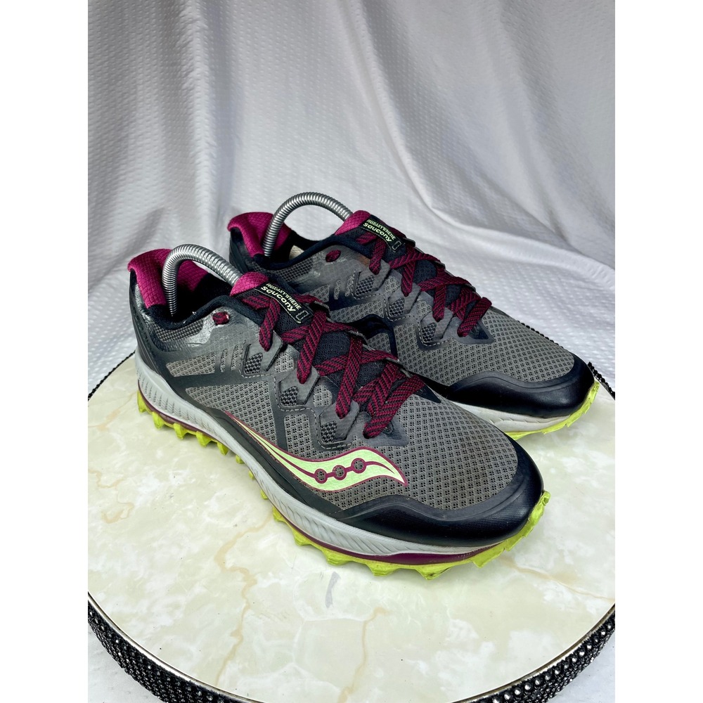 Saucony Peregrine 8 Trail Running Shoes Womens 9.5 Gray Pink Athletic Sneakers
